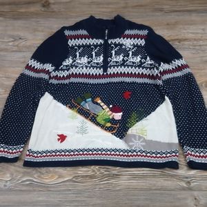 Hand Embroidered Limited Edition Collectible Christmas Sweater Quarter Zip